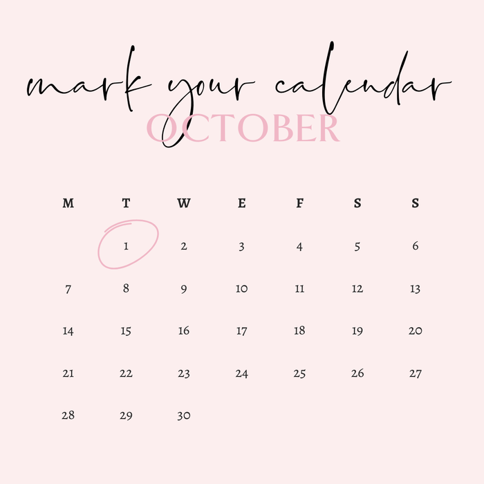 Mark your calendar: 1st October