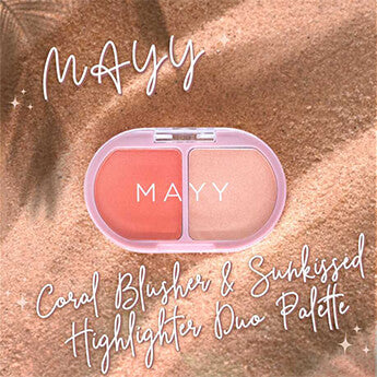 MAYY Coral Blusher and Sunkissed Highlighter Duo Palette